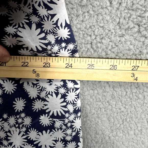 French Connection Top Womens 12 Blue Abstract Floral Short Sleeve Flowy Boho - Picture 5 of 6